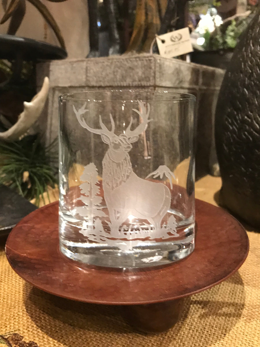 Elk Martini Glass, Elk Etched Crystal Martini