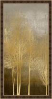Gold Trees on Brown Panel I